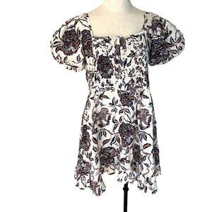 House Of Harlow 1960 Babydoll Mini Dress Size Small Ozzie Cream Floral Cotton